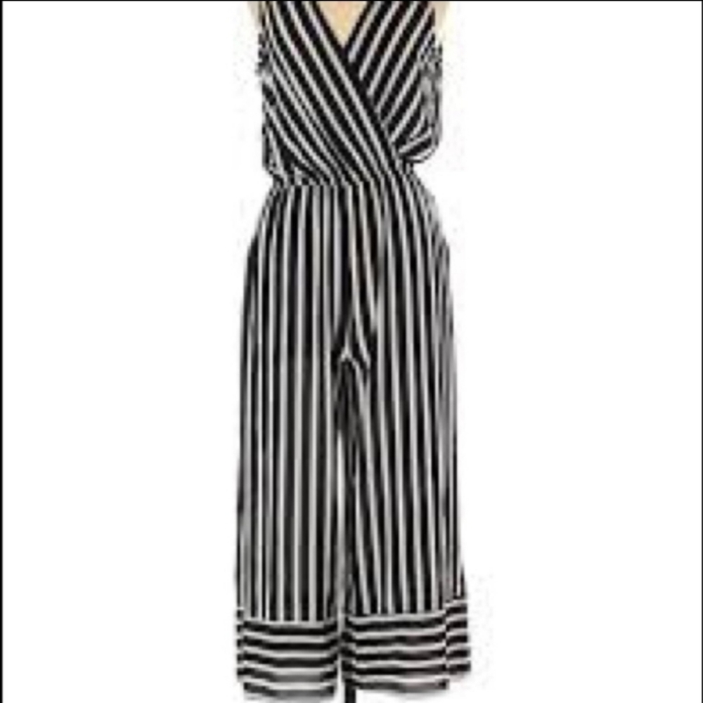 Black and White Striped Jumpsuit